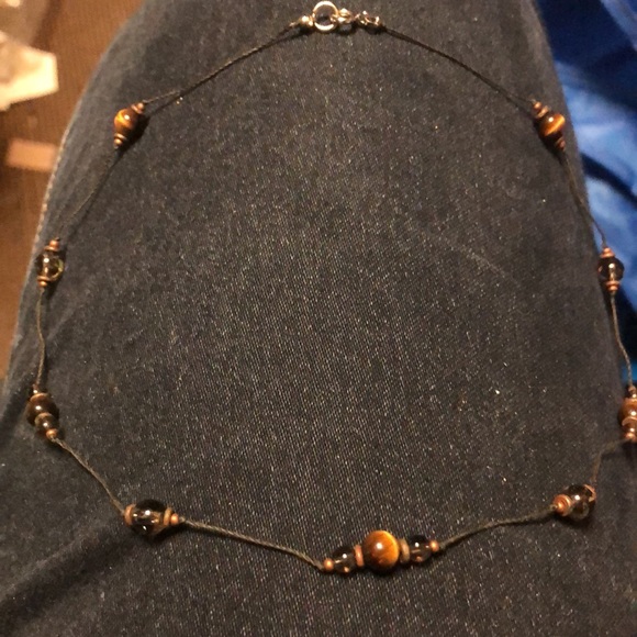 Tiger’s Eye & Smoky Quartz Knotted Necklace- 577 $12 or 🎉 - Picture 1 of 3